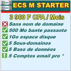 plan d'hébergement web stater