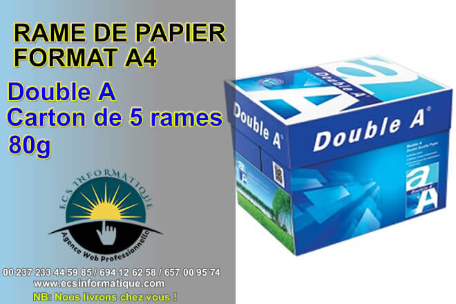 Lot de 5 Ramettes Papier Double A Format A4 80g/m²