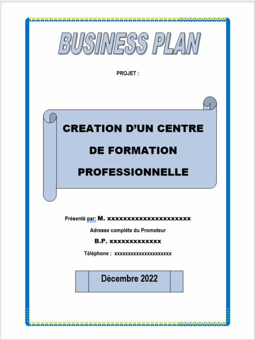 Business plan centre de formation