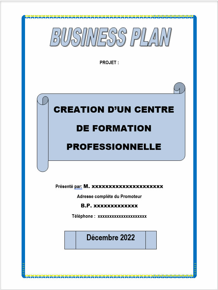 business plan d'un centre de formation
