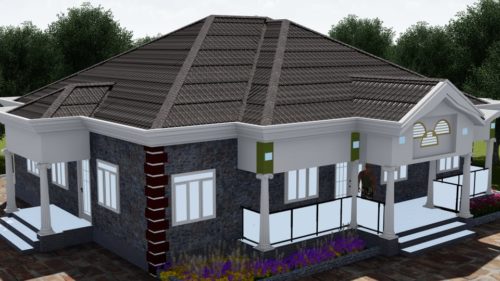 Plan de maison de 4 chambres, 1 salon, 1 salle à manger, 1 cuisine et 3 douches – Image 2