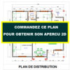 Plan de maison de 3 chambres, 1 salon et une cuisine – Image 8