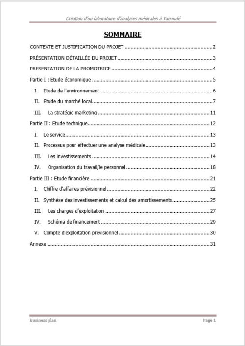 Business plan de création d'un laboratoire d'analyse médicale – Image 2