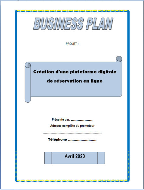 Business plan de reservation en ligne