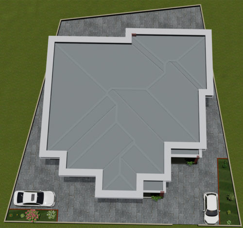 Plan de maison 7 chambres, 1 salon, 1 salle à manger, 1 cuisine et 4 douches avec acrotère – Image 3