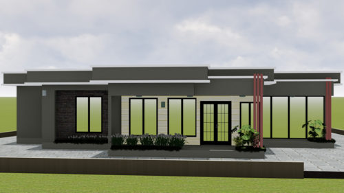 Plan de maison 7 chambres, 1 salon, 1 salle à manger, 1 cuisine et 4 douches avec acrotère – Image 5