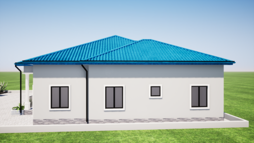 Plan de maison moderne 4 chambres, 1 salon + salle à manger, 1 cuisine – Image 5