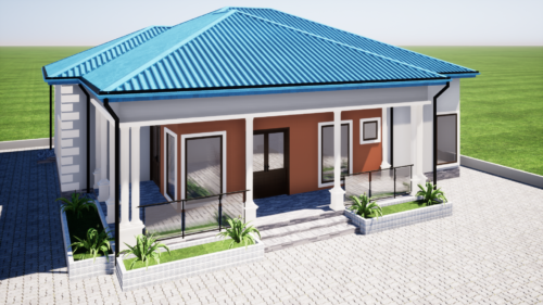 Plan de maison moderne 4 chambres, 1 salon + salle à manger, 1 cuisine – Image 3
