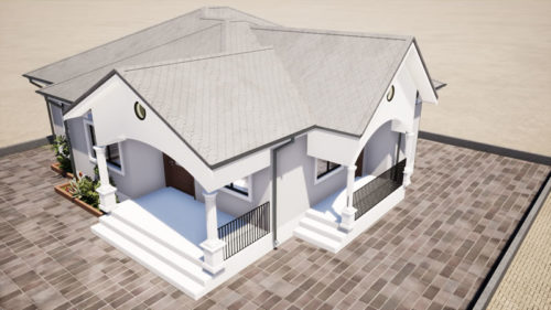 Plan de maison moderne de 4 chambres salon 2 douches – Image 2