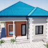 Plan de maison 3 chambres, avec une externe, 1 salon + salle à manger, 1 cuisine – Image 5