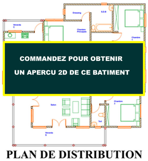 Plan de maison moderne 4 chambres, 1 salon + salle à manger, 1 cuisine – Image 9