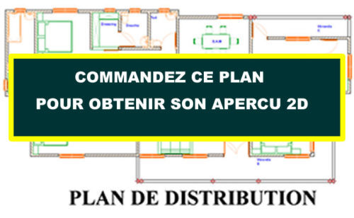 Plan de maison 3 chambres, avec une externe, 1 salon + salle à manger, 1 cuisine – Image 8