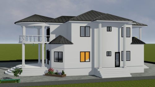 Plan de duplex confortable 4 chambres salons avec cuisine américaine – Image 3