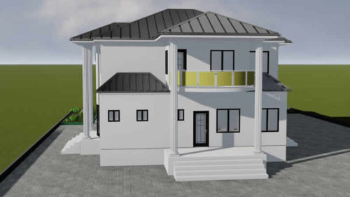 Plan de duplex confortable 4 chambres salons avec cuisine américaine – Image 7