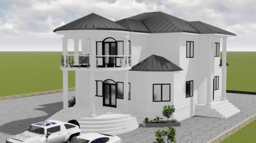 Plan de duplex confortable 4 chambres salons avec cuisine américaine – Image 9