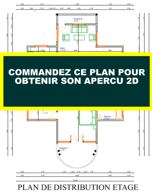 Plan de duplex confortable 4 chambres salons avec cuisine américaine – Image 11