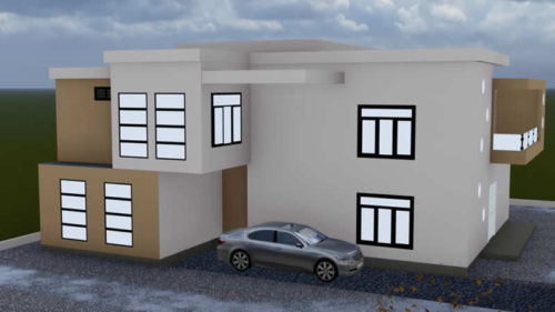 Plan de maison moderne type duplex de 5 chambres salons – Image 2