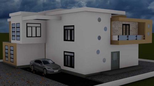 Plan de maison moderne type duplex de 5 chambres salons – Image 3