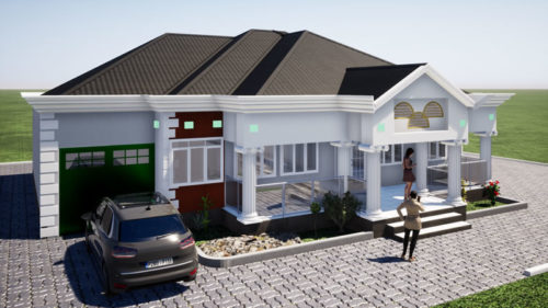 Plan de maison moderne en Afrique 4 chambres salon – Image 3