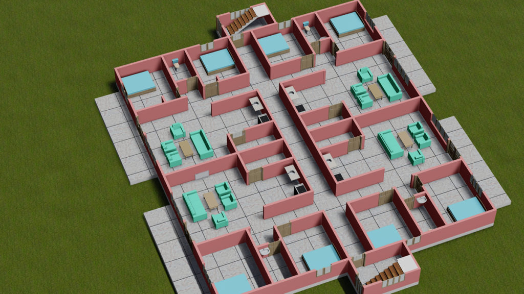 Immeuble d'appartements, 4 appartements par niveau