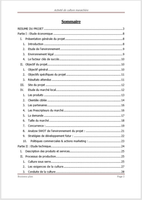 Business plan culture sous serre à télécharger (Word et Excel) – Image 2